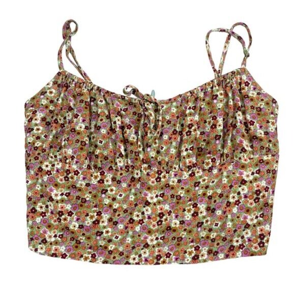 SUNDAY BEST Aritzia Delilah Cropped Floral Camisole Tank Sz Medium - Picture 2 of 6